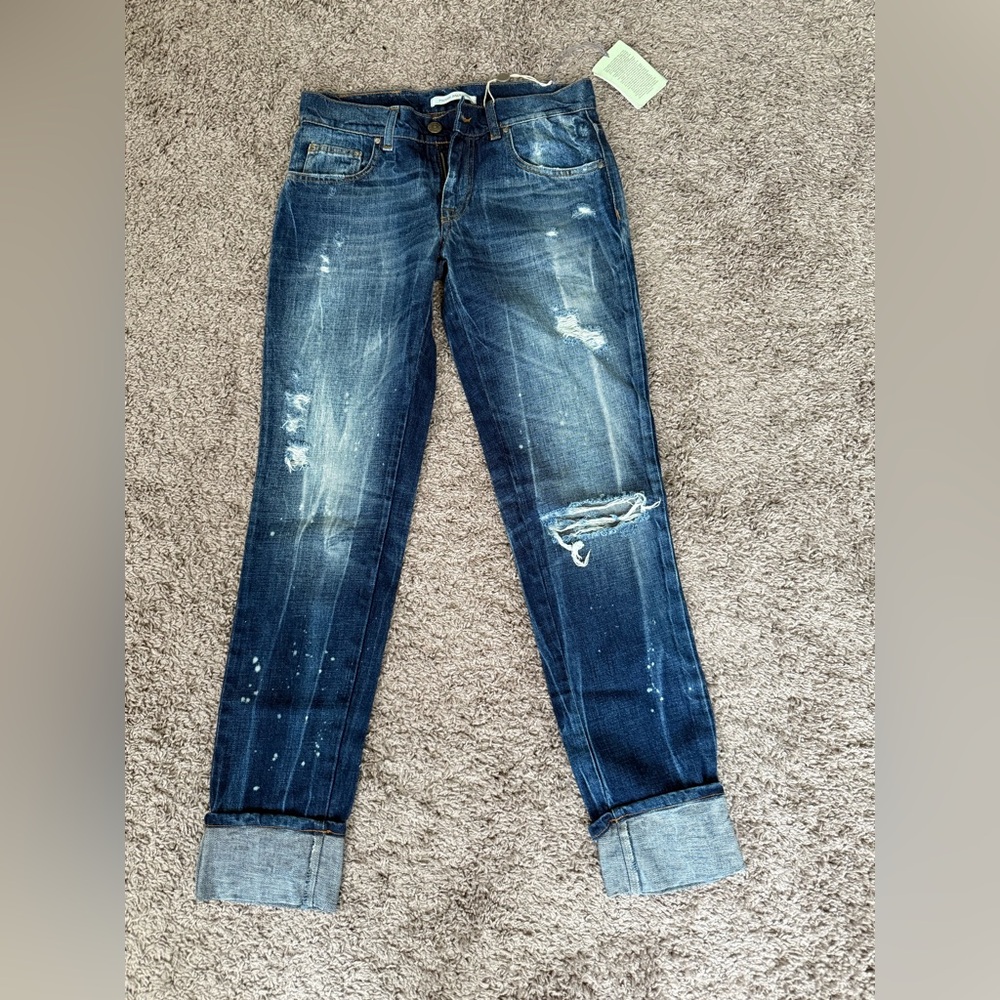Pierre Balmain Dark Blue Distressed Boyfriend Jeans